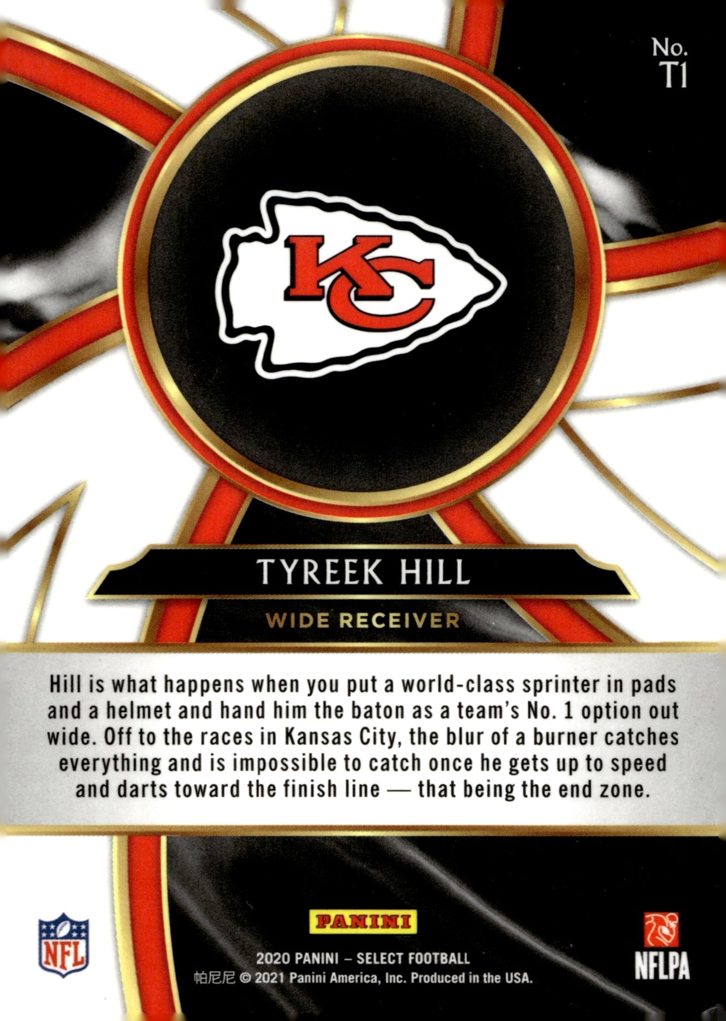 Tyreek Hill 2020 Panini Select Turbo Charged #T1 - Collector Store LLC