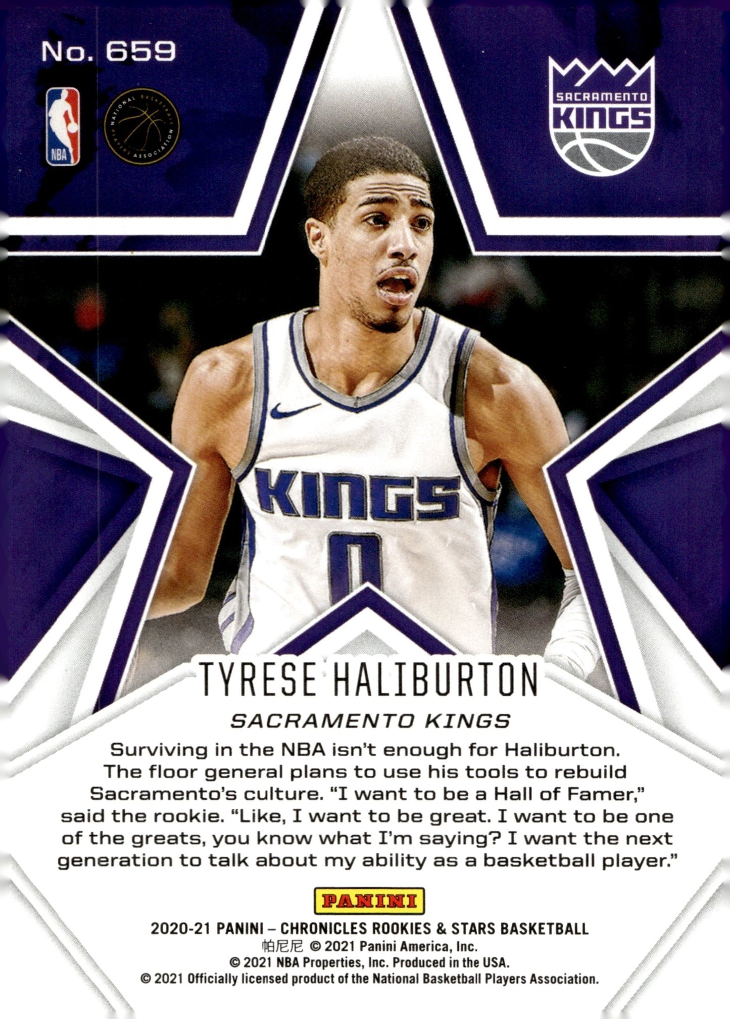 Tyrese Haliburton 2020 - 21 Panini Chronicles Rookies & Stars RC #659 - Collector Store LLC
