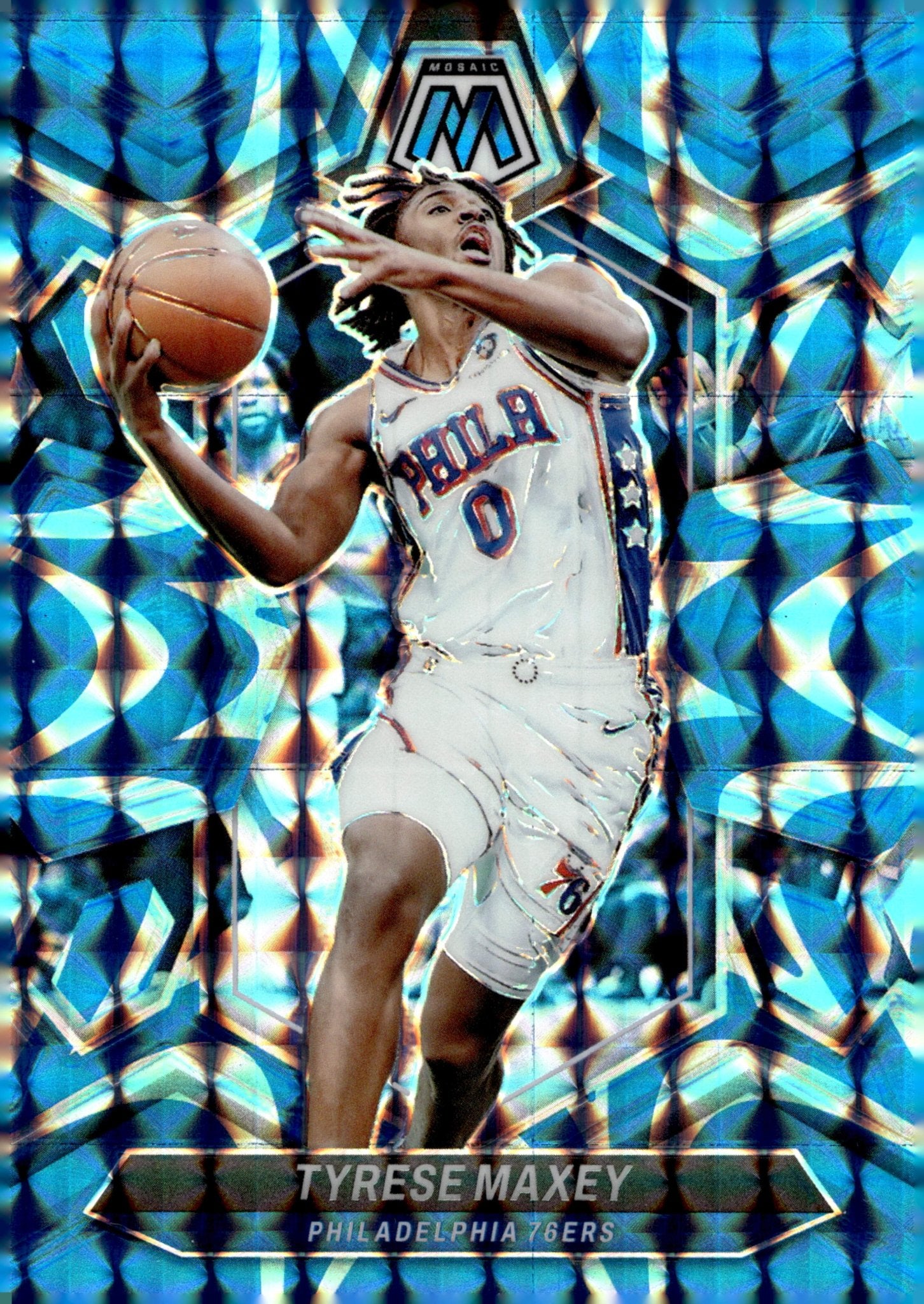 Tyrese Maxey 2023 - 24 Panini Mosaic Blue Prizm #79 - Collector Store LLC