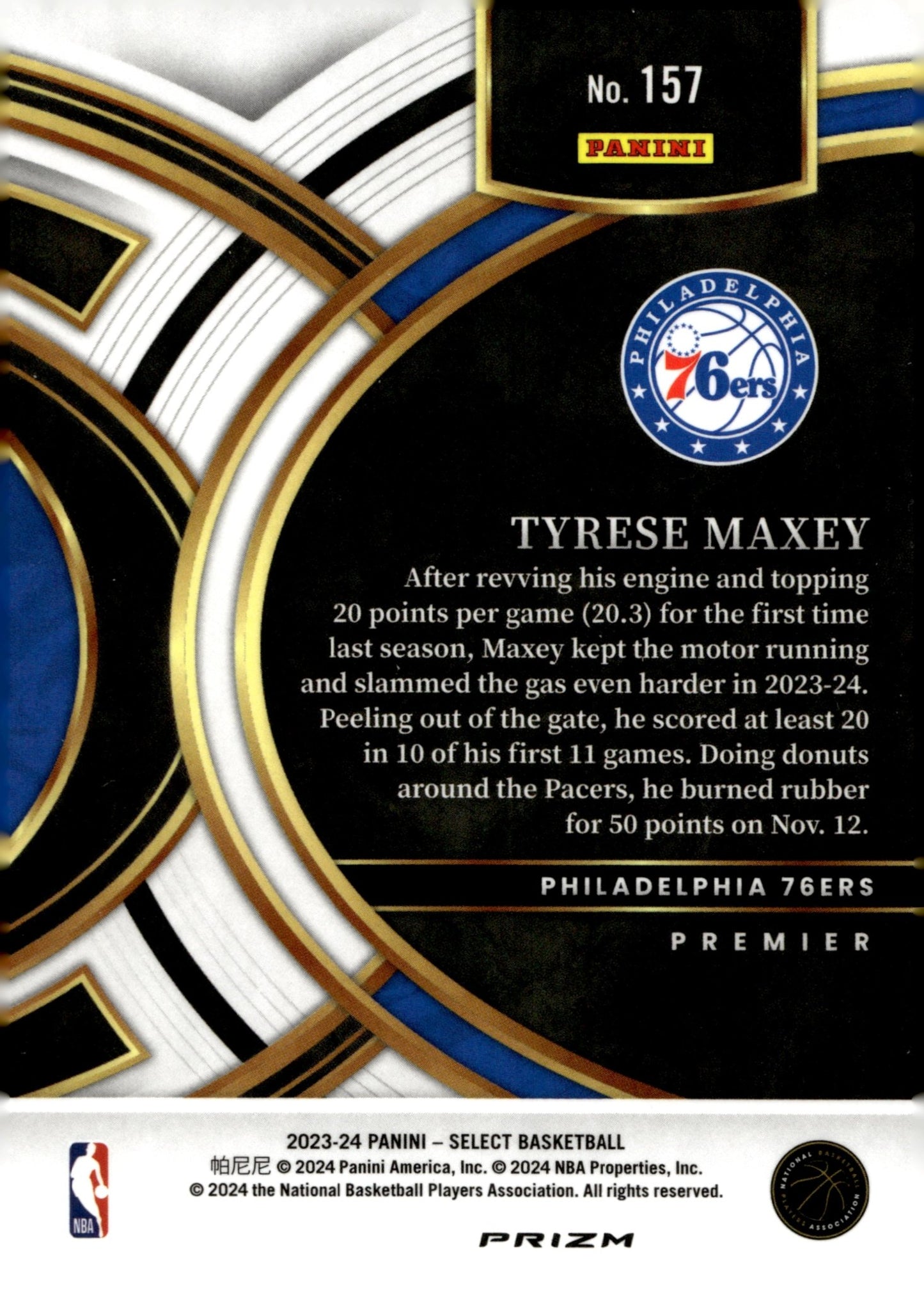 Tyrese Maxey 2023 - 24 Panini Select Red Ice #157 - Collector Store LLC