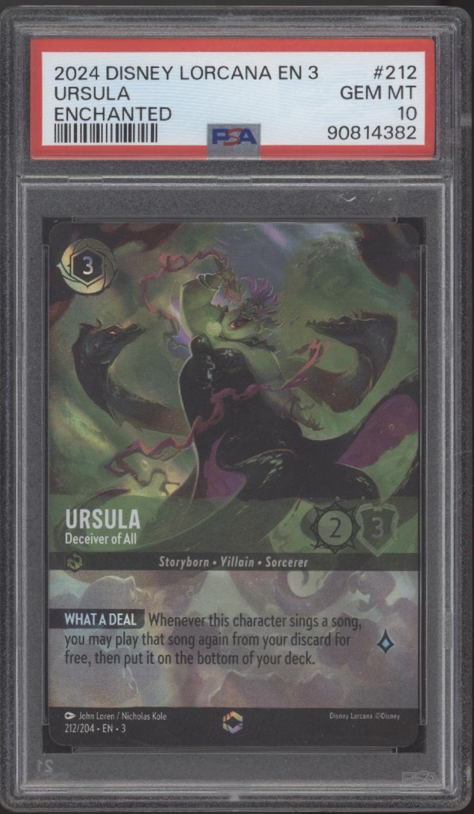 Ursala Deceiver of All Disney Lorcana Into the Inklands Enchanted #212 PSA 10 - Collector Store LLC