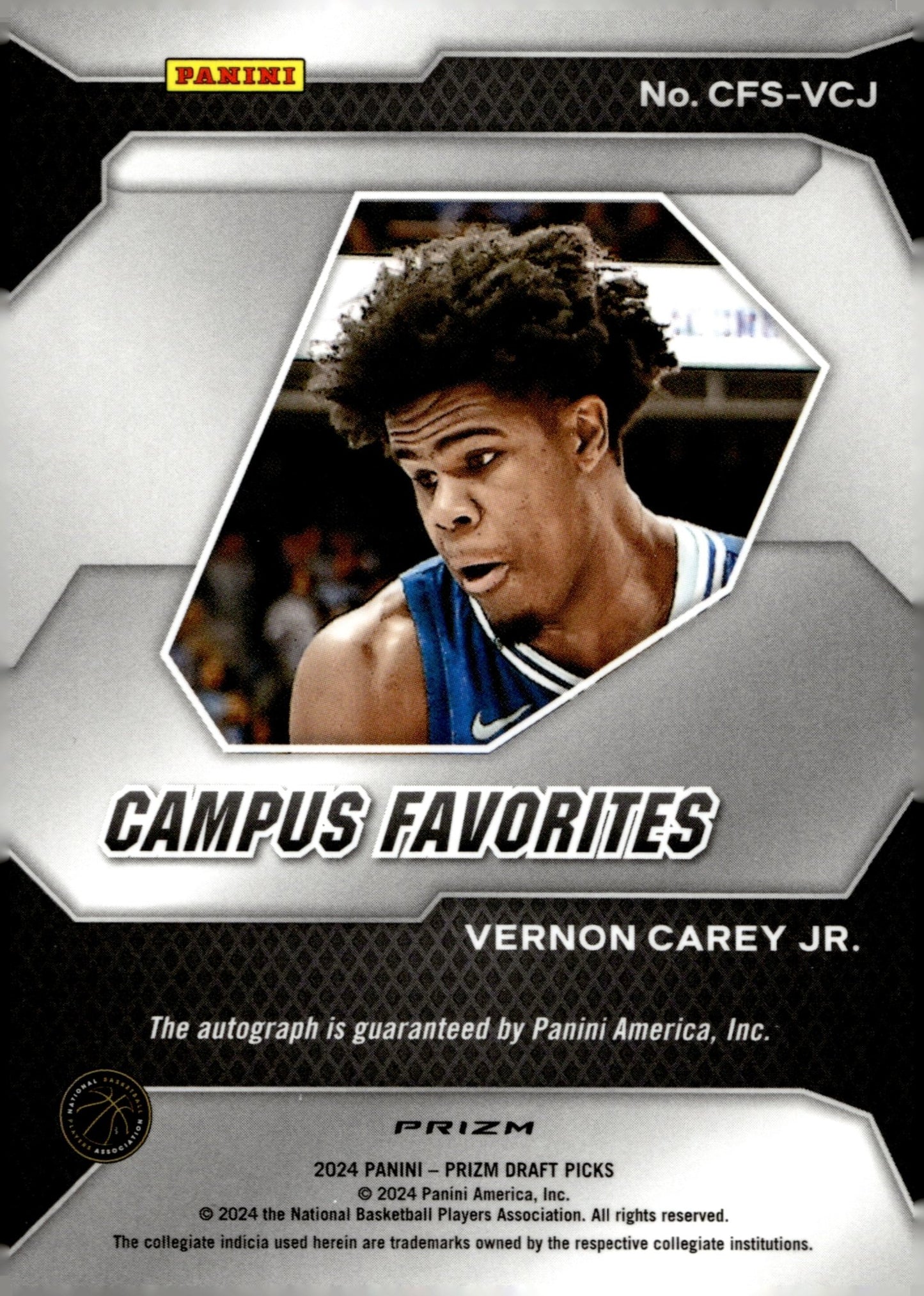 Vernon Carey Jr. 2024 Prizm Draft Picks Campus Favorites Prizm Auto #CFS - VCJ - Collector Store LLC