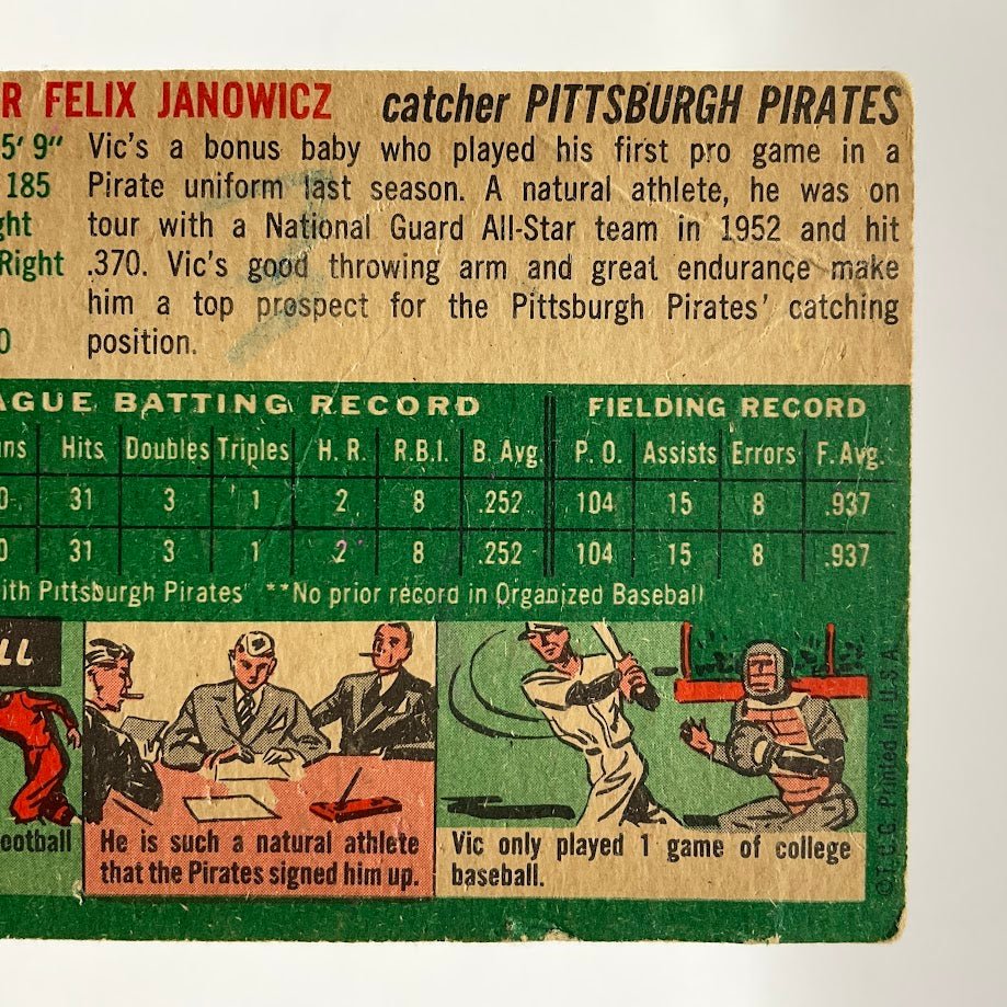 Vic Janowicz 1954 Topps #16 Pittsburgh Pirates GD - Collector Store LLC