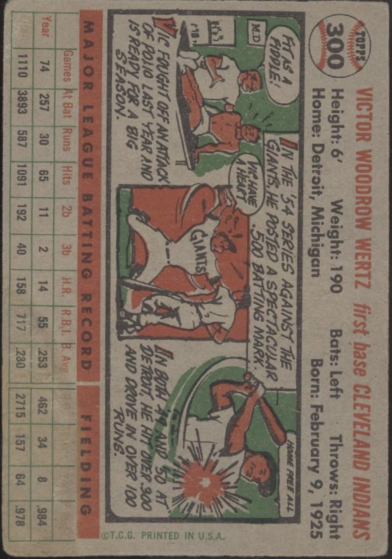 Vic Wertz 1956 Topps #300 Cleveland Indians VG #2 - Collector Store LLC