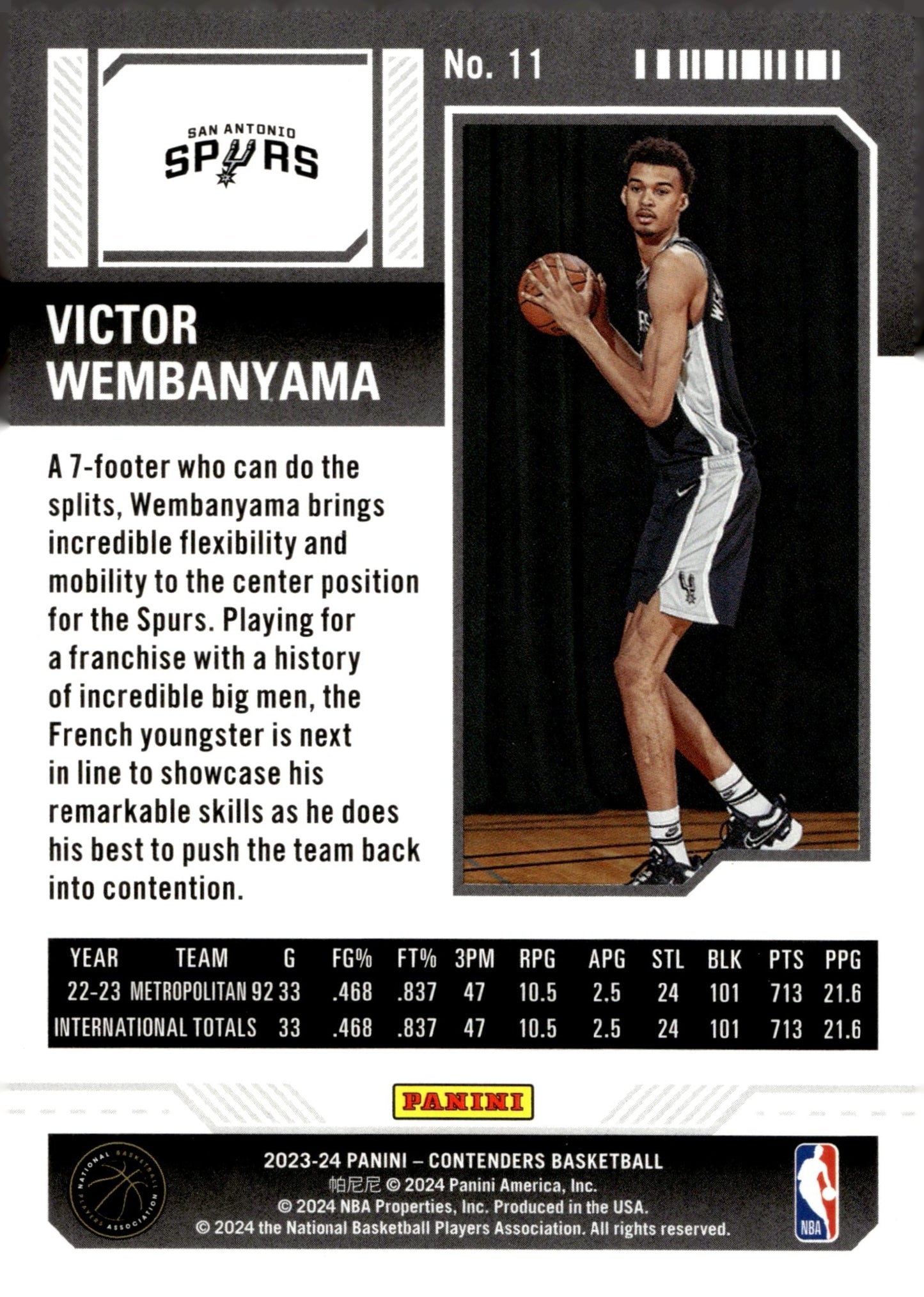 Victor Wembanyama 2023 - 24 Panini Contenders Season Ticket RC #11 #3 - Collector Store LLC