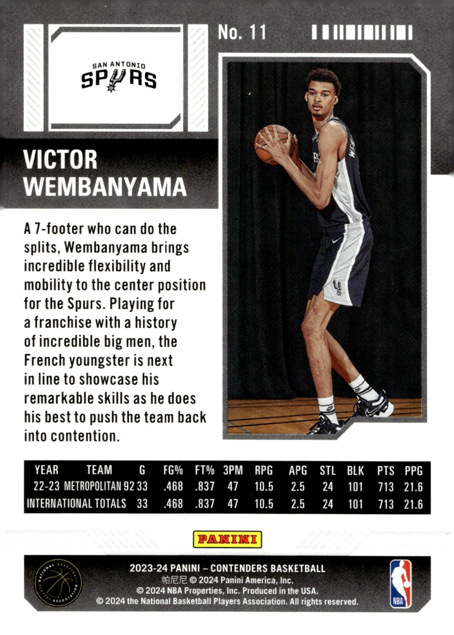 Victor Wembanyama 2023 - 24 Panini Contenders Season Ticket RC #11 #4 - Collector Store LLC