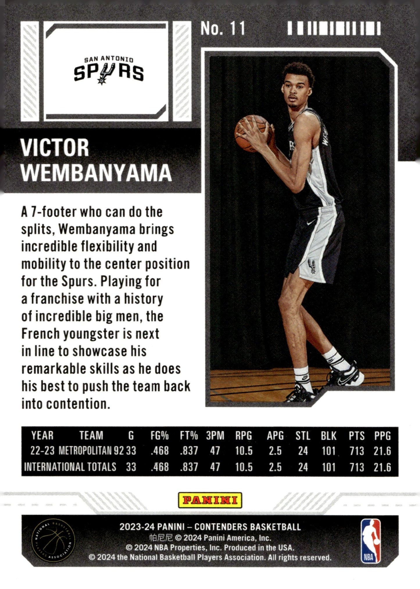 Victor Wembanyama 2023 - 24 Panini Contenders Season Ticket RC #11 #5 - Collector Store LLC