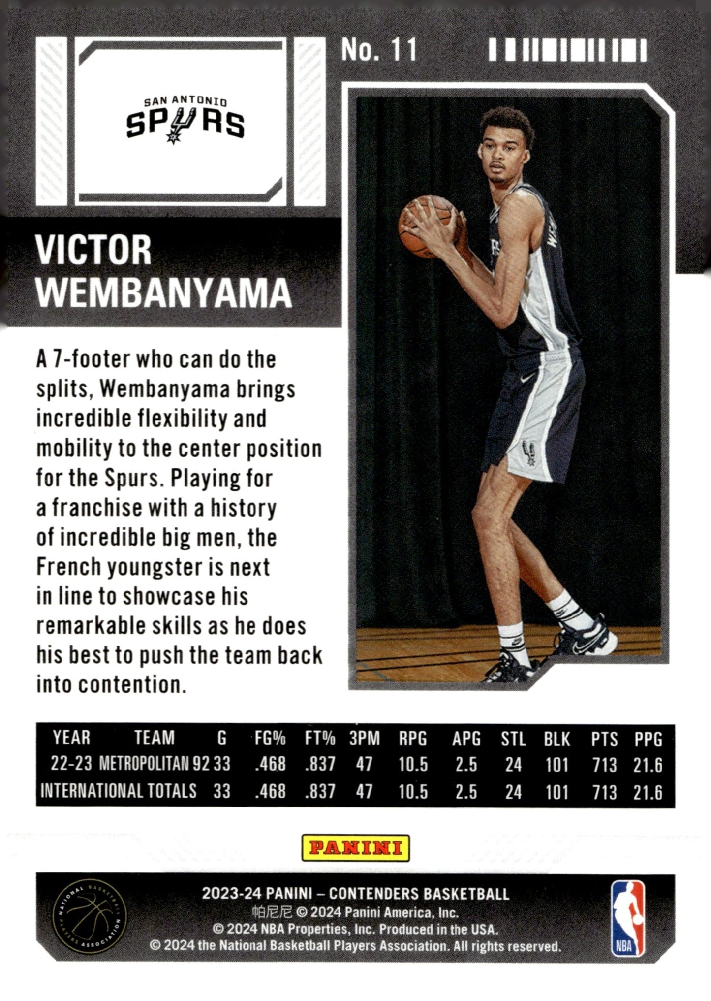 Victor Wembanyama 2023 - 24 Panini Contenders Season Ticket RC #11 #6 - Collector Store LLC