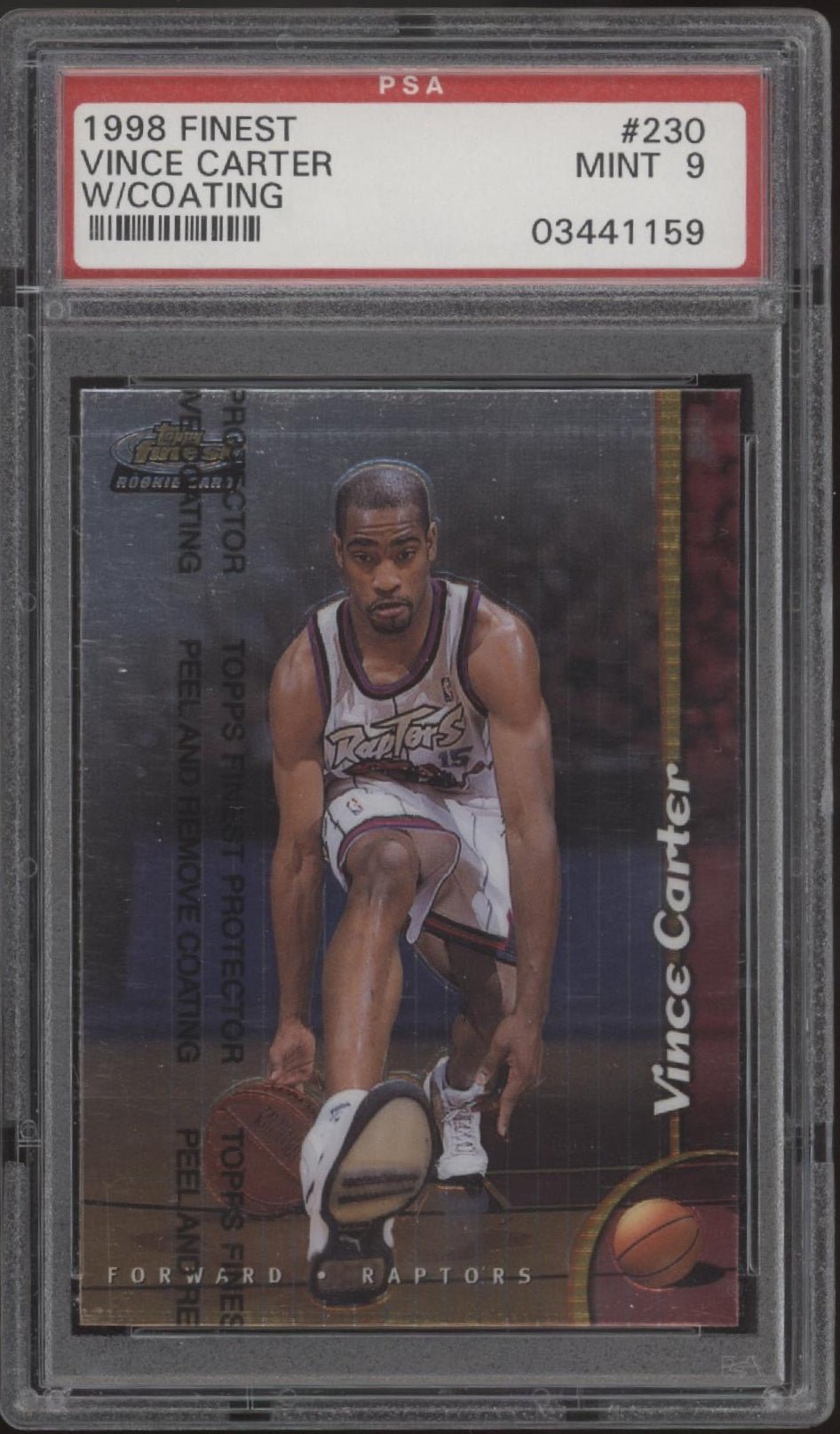 Vince Carter 1998 - 99 Topps Finest with Coating #230 PSA 9 - Collector Store LLC