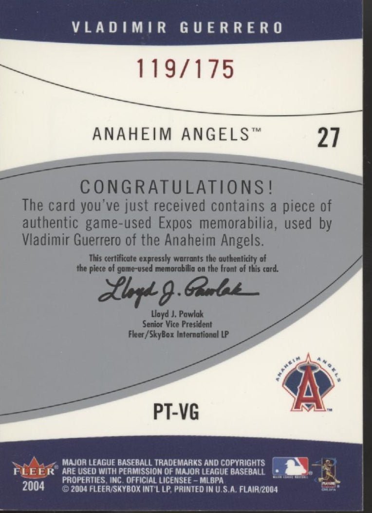 Vladimir Guerrero 2004 Fleer Flair Power Tools Swatch 119/175 #PT - VG - Collector Store LLC