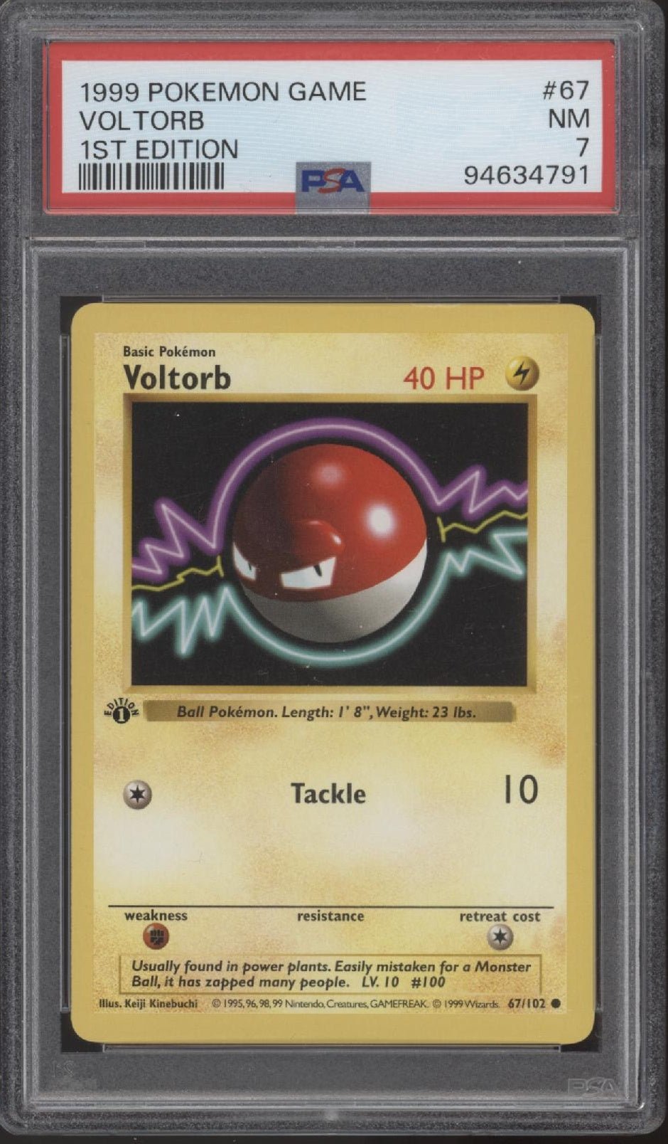 Voltorb Pokemon Base Set 1st Edition #67 PSA 7 Voltorb Pokemon Base Set 1st Edition #67 PSA 7