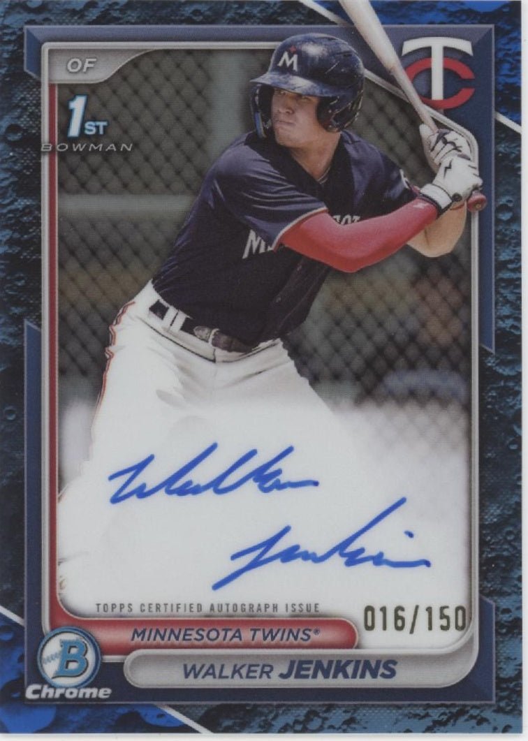 Walker Jenkins 2024 Bowman Chrome Blue Lunar Refractor Auto 016/150 #CPA - WJ - Collector Store LLC