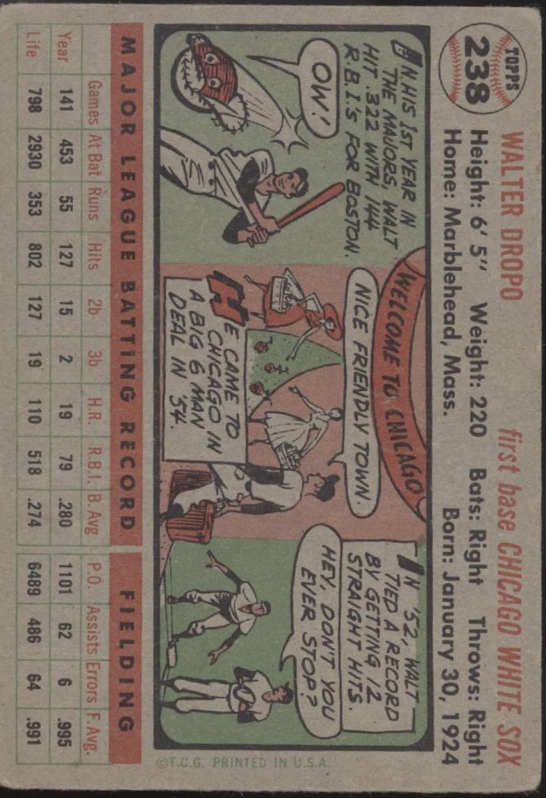 Walt Dropo 1956 Topps #238 Chicago White Sox VG - Collector Store LLC