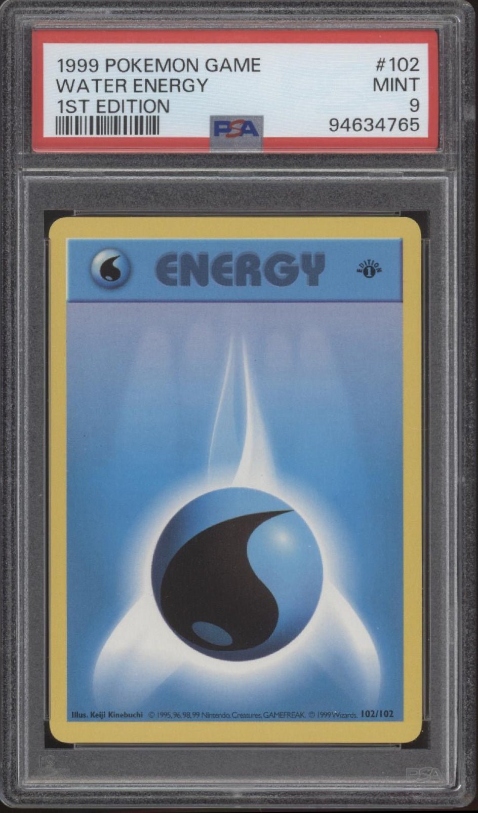 Water Energy Pokemon Base Set 1st Edition #102 PSA 9 - Collector Store LLC