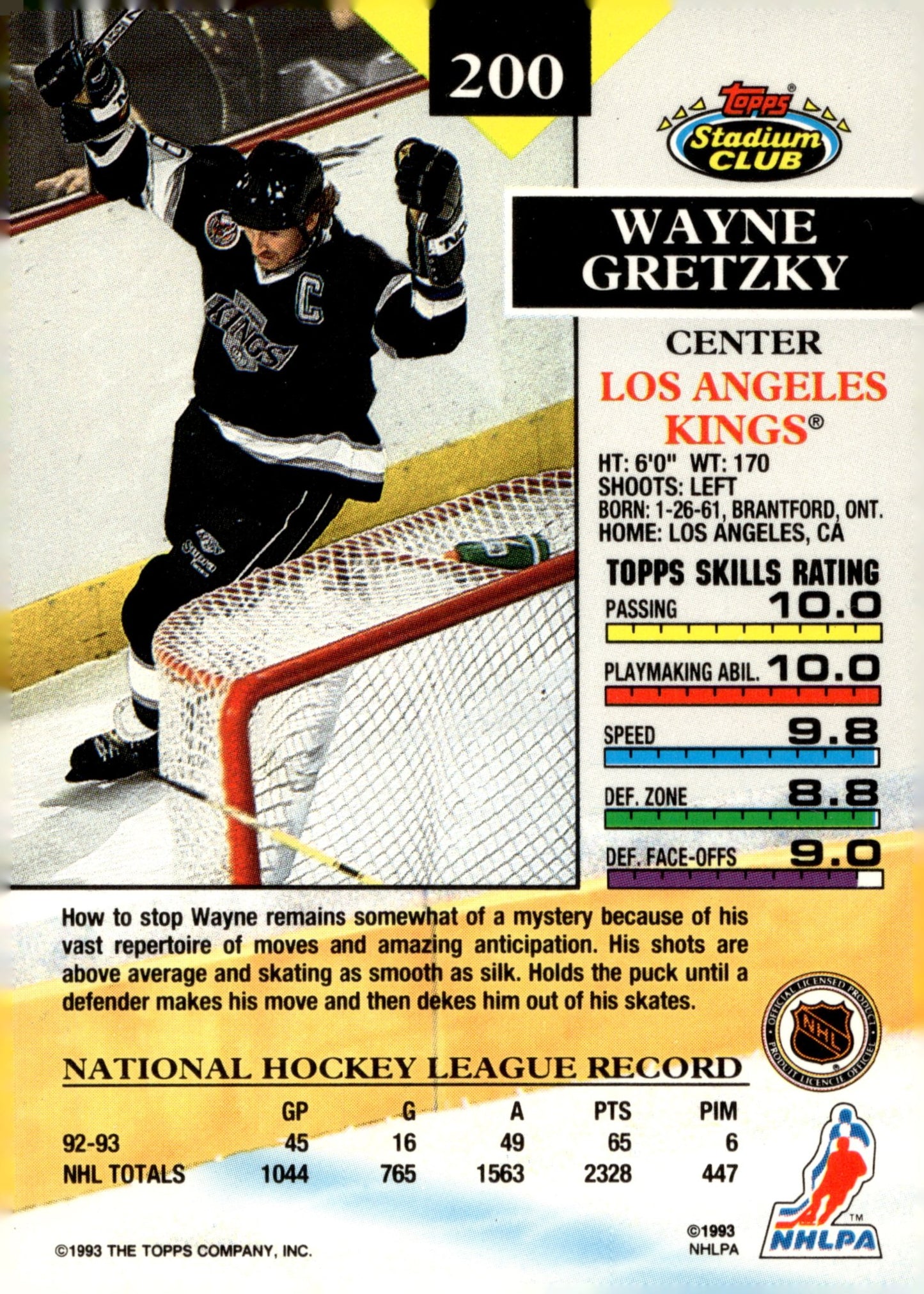 Wayne Gretzky 1993 - 94 Topps Stadium Club #200 - Collector Store LLC