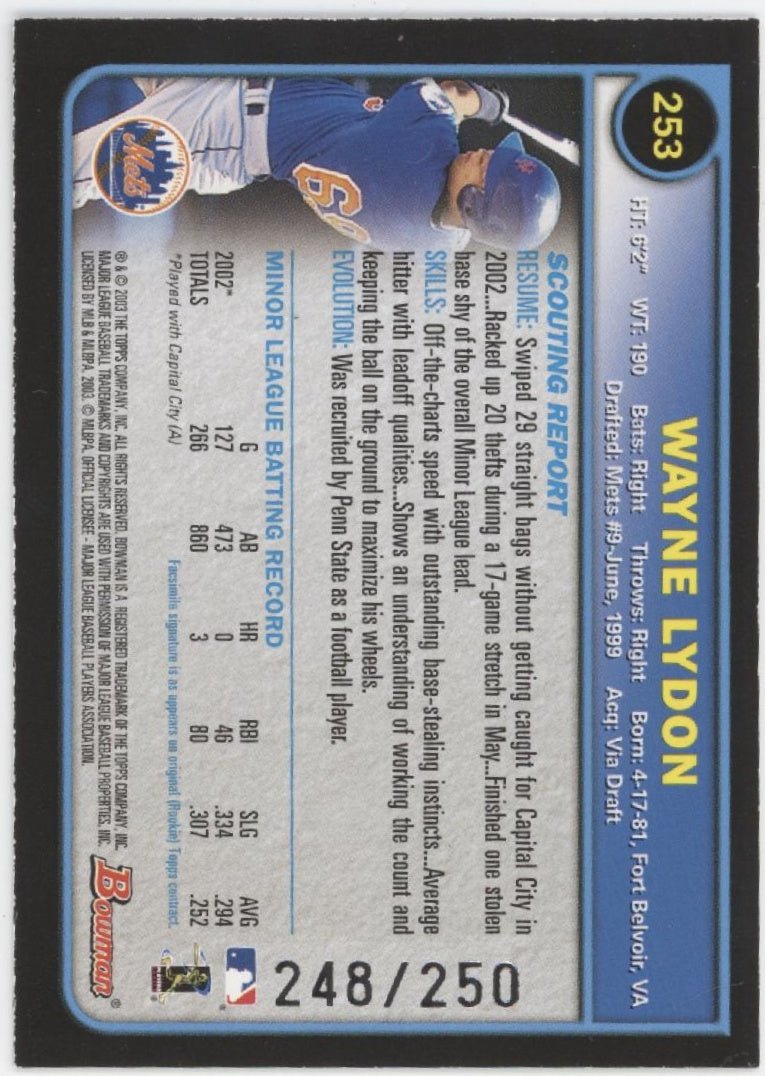 Wayne Lydon Topps Uncirculated 248/250 - Collector Store LLC