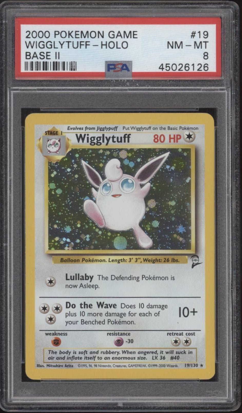 Wigglytuff Pokemon Base Set 2 Holo Japanese #19 PSA 8 Wigglytuff Pokemon Base Set 2 Holo Japanese #19 PSA 8