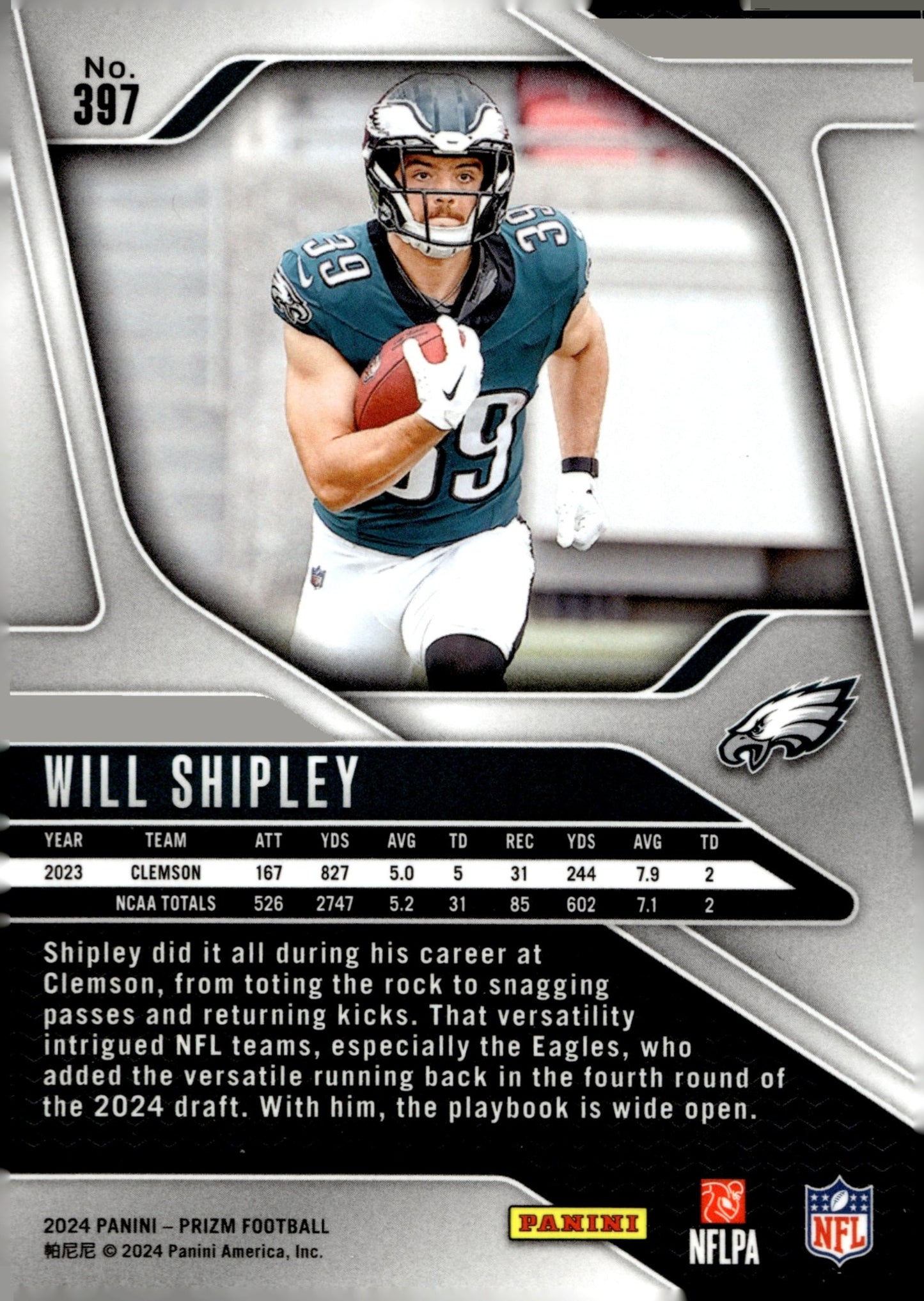 Will Shipley 2024 Panini Prizm RC #397 - Collector Store LLC