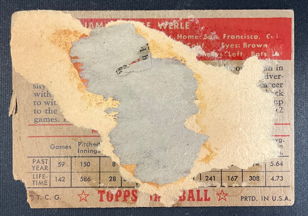 William Werle 1952 Topps #73 Pittsburgh Pirates PR - Collector Store LLC