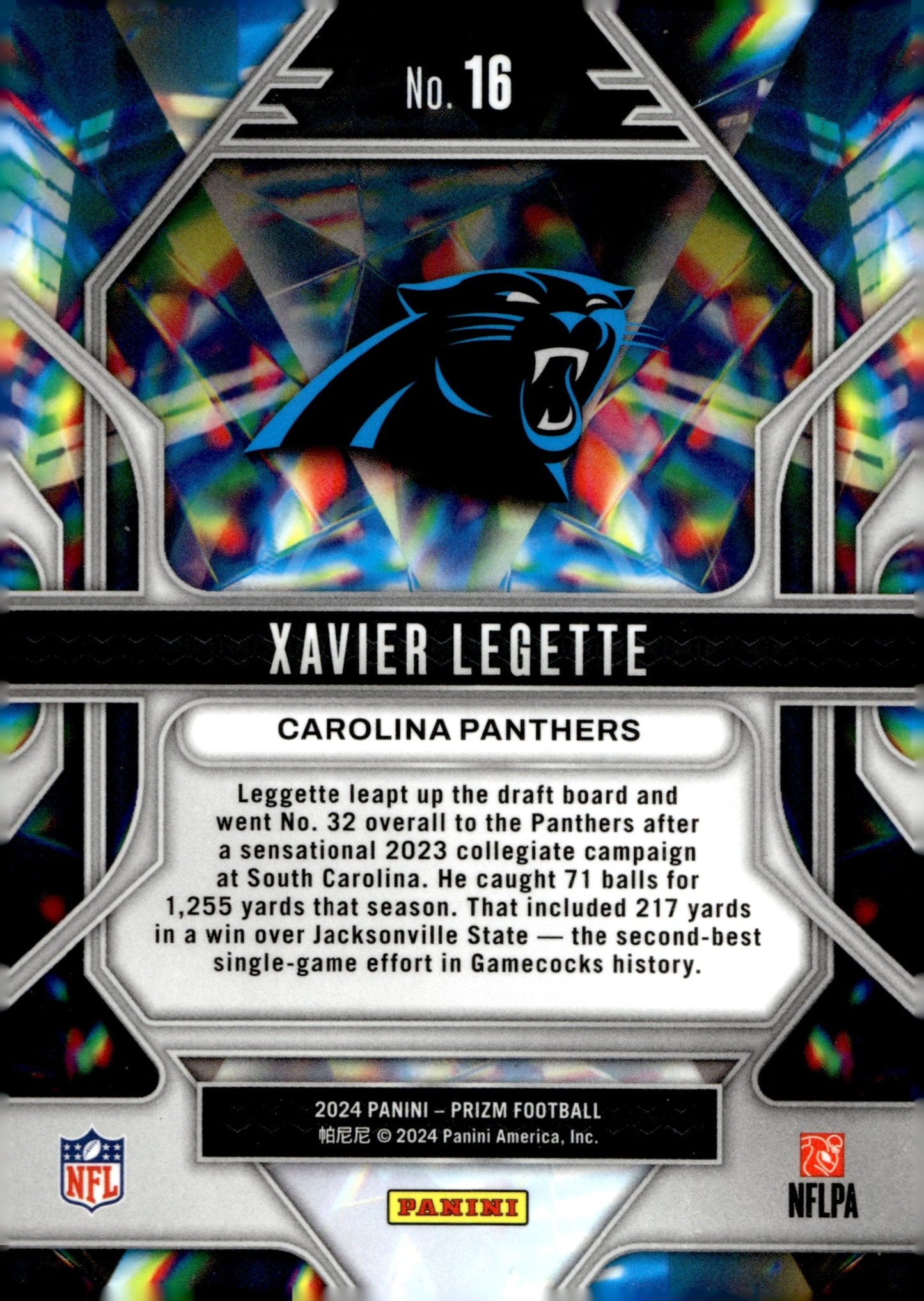 Xavier Legette 2024 Panini Prizm Prizmatic RC #16 - Collector Store LLC
