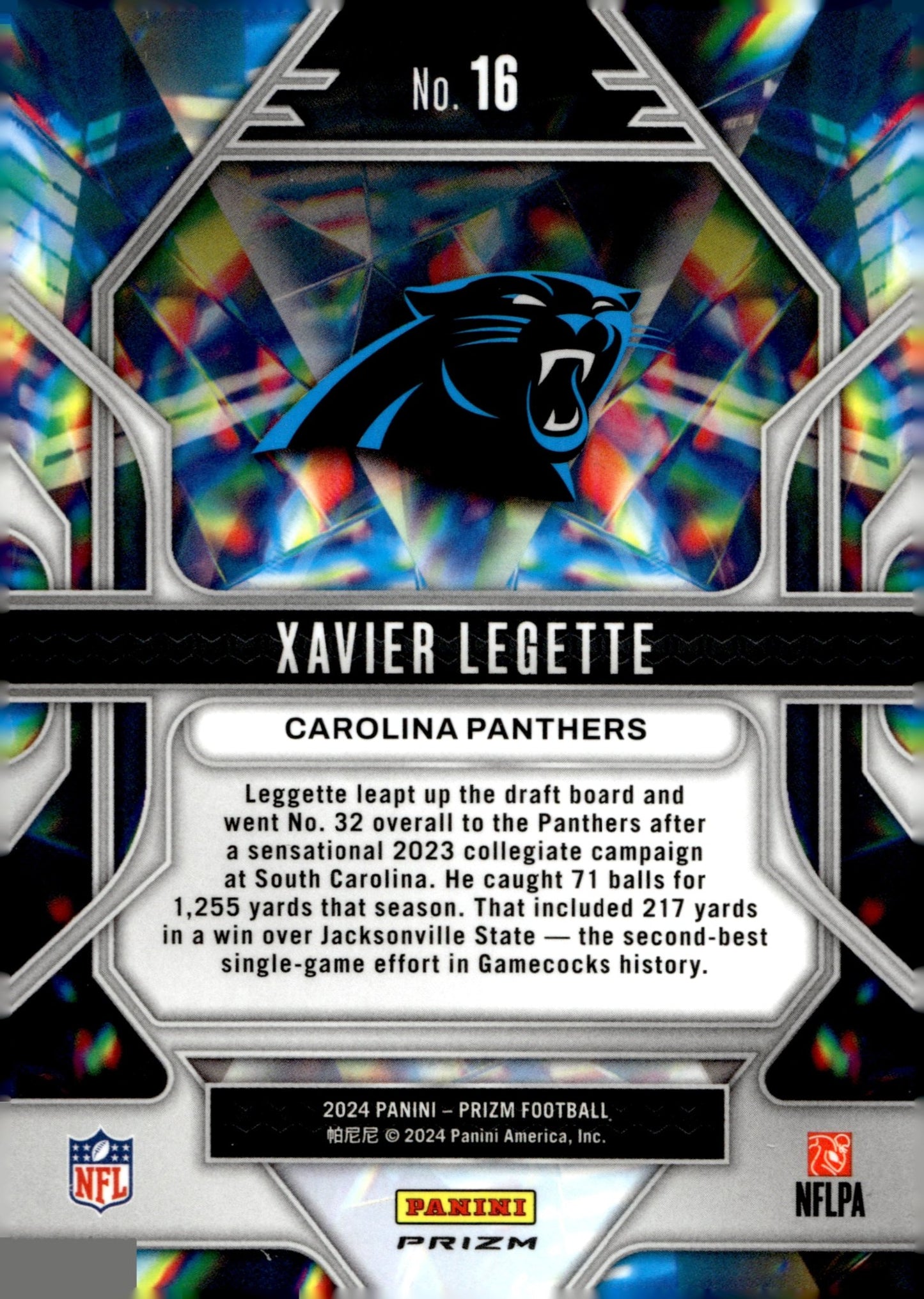 Xavier Legette 2024 Panini Prizmatic Green Ice Prizm RC #16 - Collector Store LLC