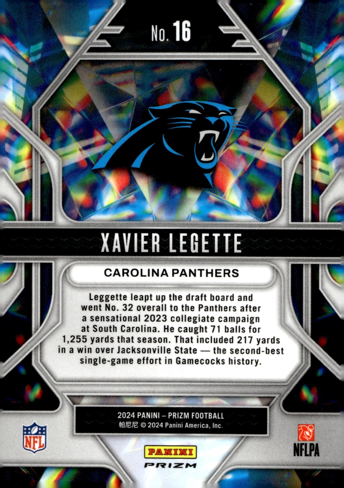 Xavier Legette 2024 Panini Prizmatic Green Prizm RC #16 - Collector Store LLC