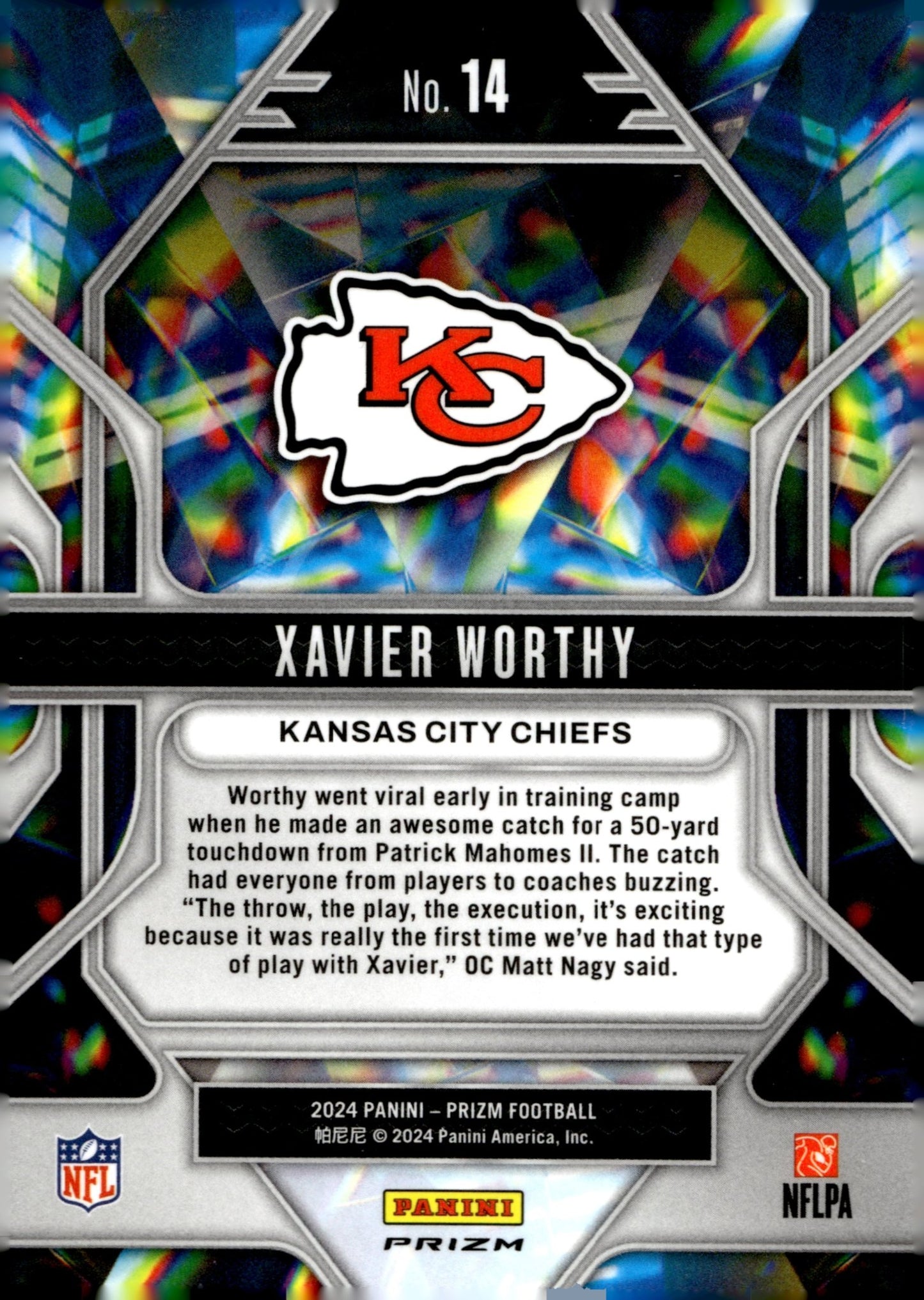 Xavier Worthy 2024 Panini Prizm Prizmatic Green Prizm RC #14 - Collector Store LLC