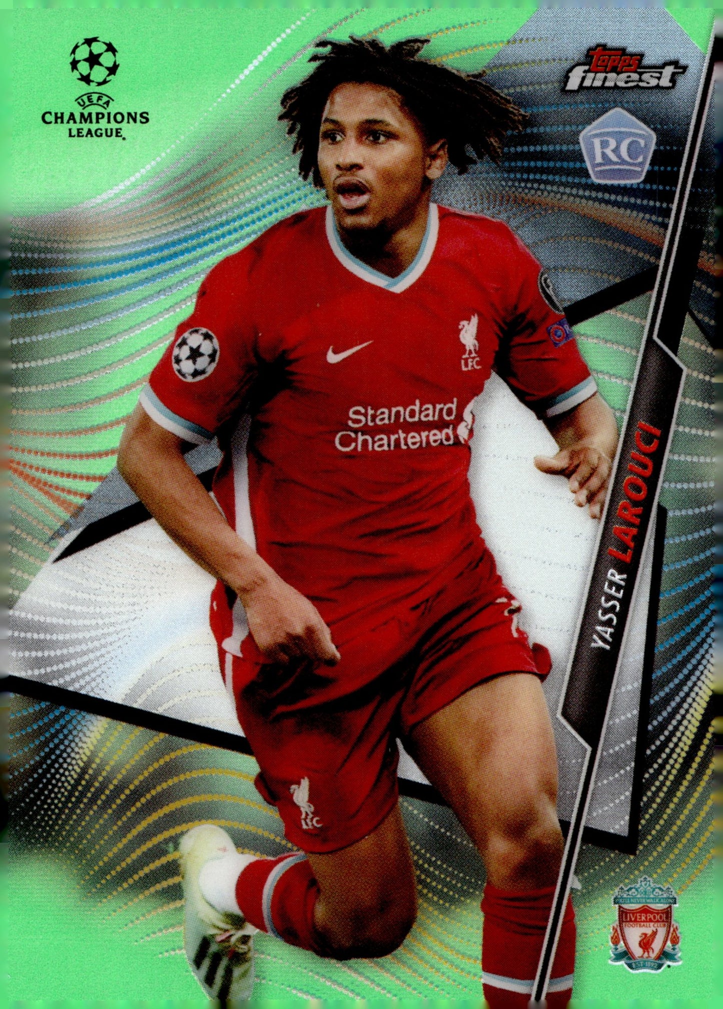 Yasser Larouci 2020 - 21 Topps Finest UCL Green Refractor RC 80/99 #28 - Collector Store LLC