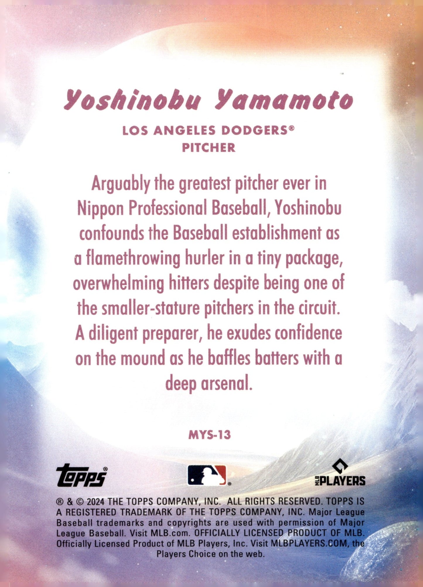 Yoshinobu Yamamoto 2024 Topps Update Series Mystical RC #MYS - 13 #1 - Collector Store LLC