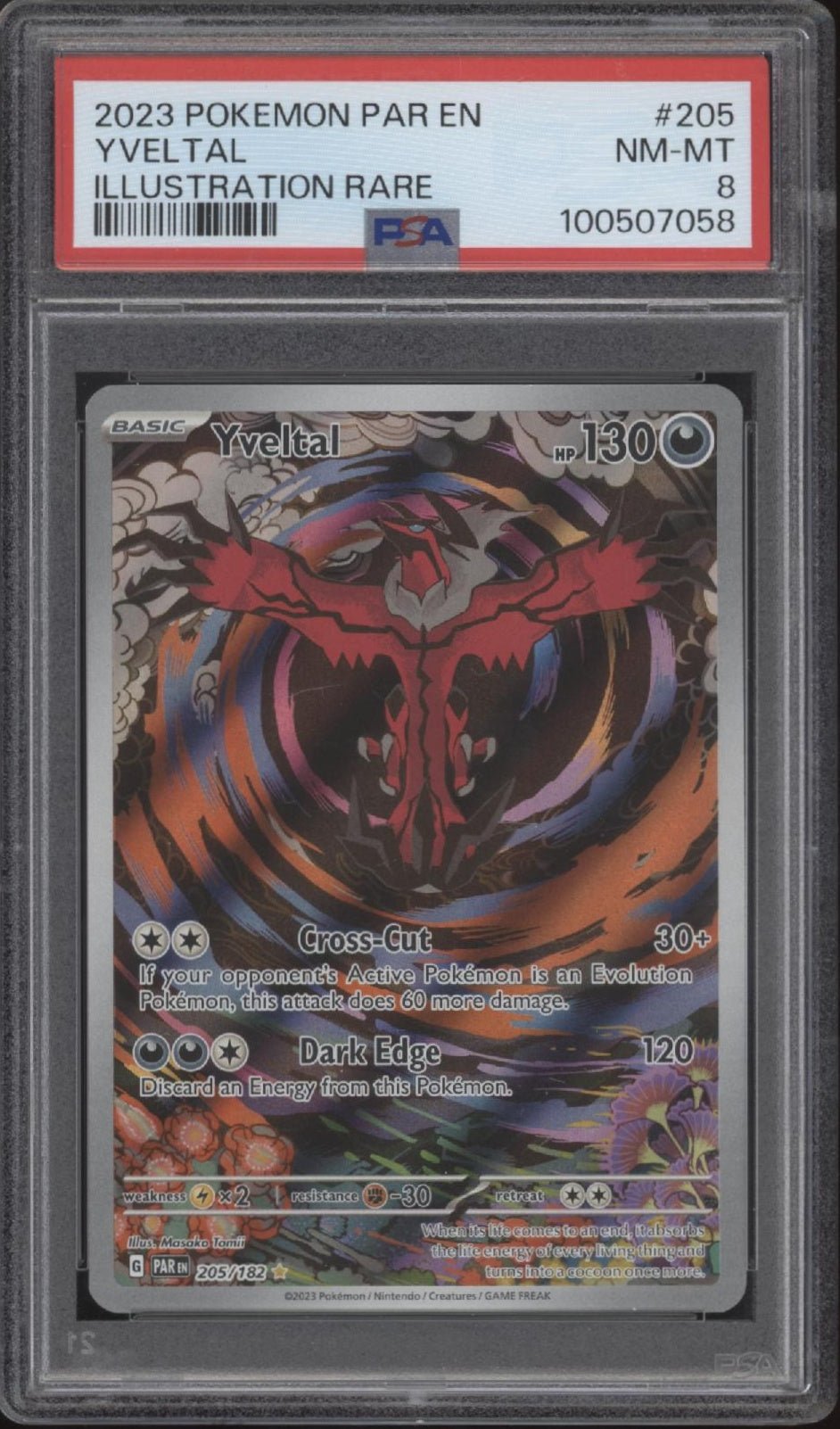 Yveltal Pokemon Paradox Rift Illustration Rare 205 PSA 8 - Collector Store LLC