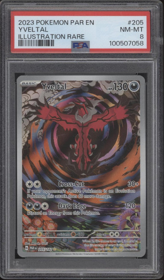 Yveltal Pokemon Paradox Rift Illustration Rare 205 PSA 8 - Collector Store LLC