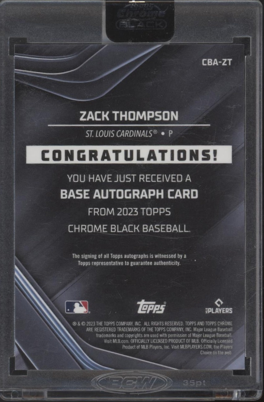 Zack Thompson 2023 Topps Chrome Black RC Auto #CBA - ZT - Collector Store LLC