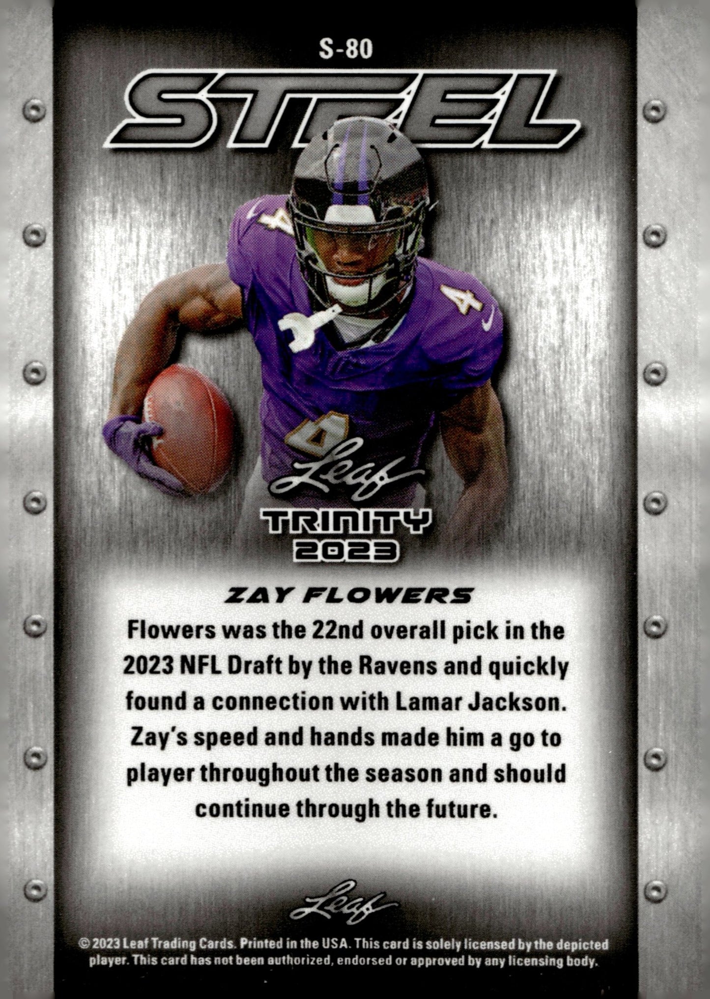 Zay Flowers 2023 Leaf Trinity Steel #S - 80 - Collector Store LLC