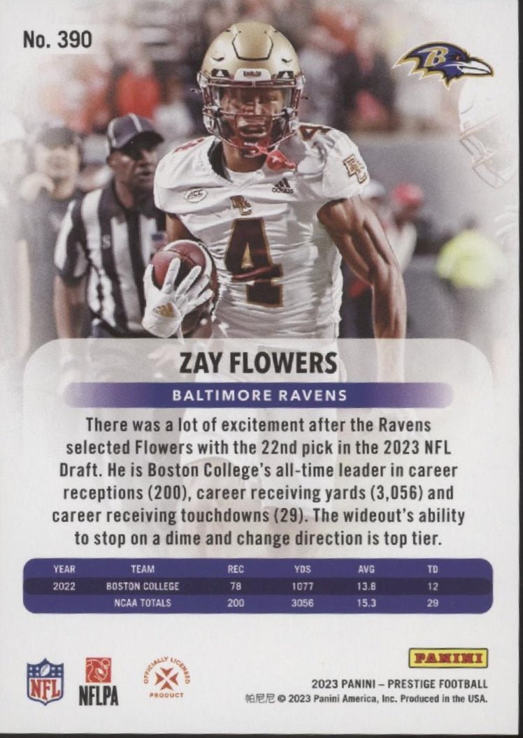 Zay Flowers 2023 Panini Prestige Xtra Points Orange 06/50 390 - Collector Store LLC