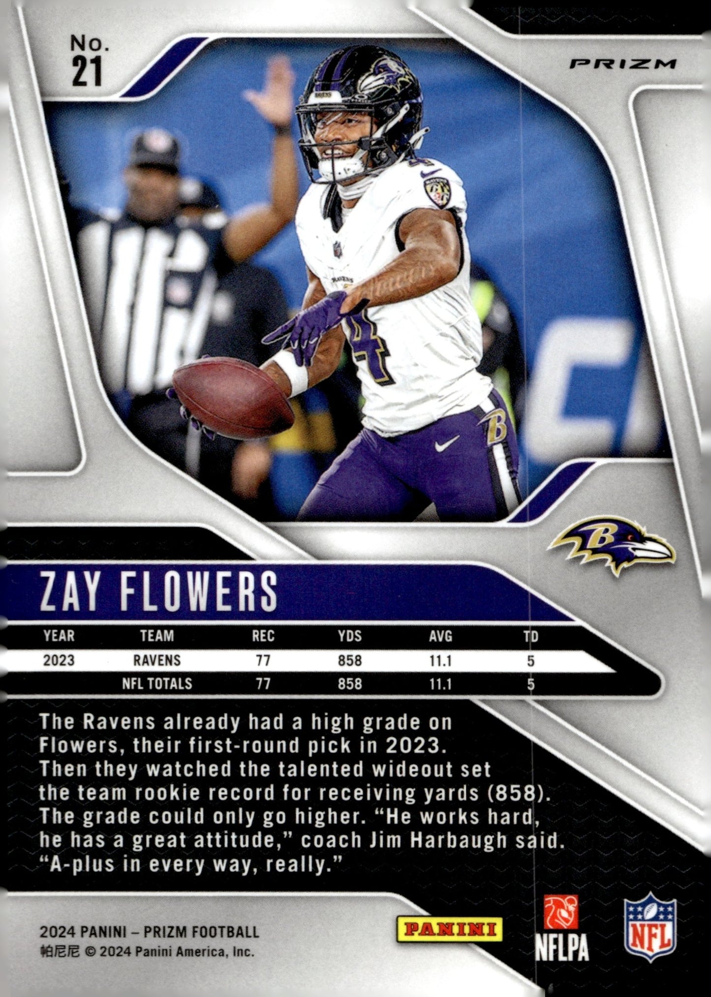 Zay Flowers 2024 Panini Prizm Silver Prizm #21 #1 - Collector Store LLC