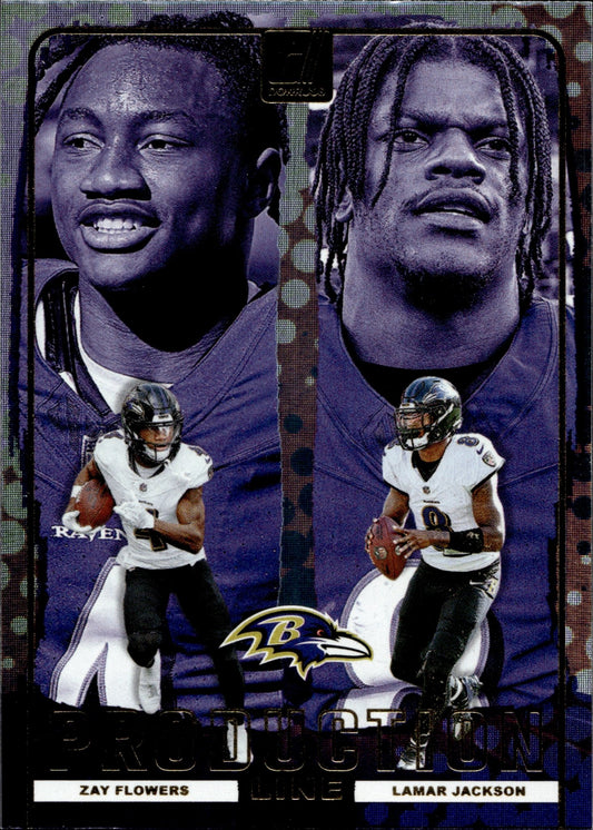 Zay Flowers / Lamar Jackson 2024 Panini Donruss Production Line #9 - Collector Store LLC