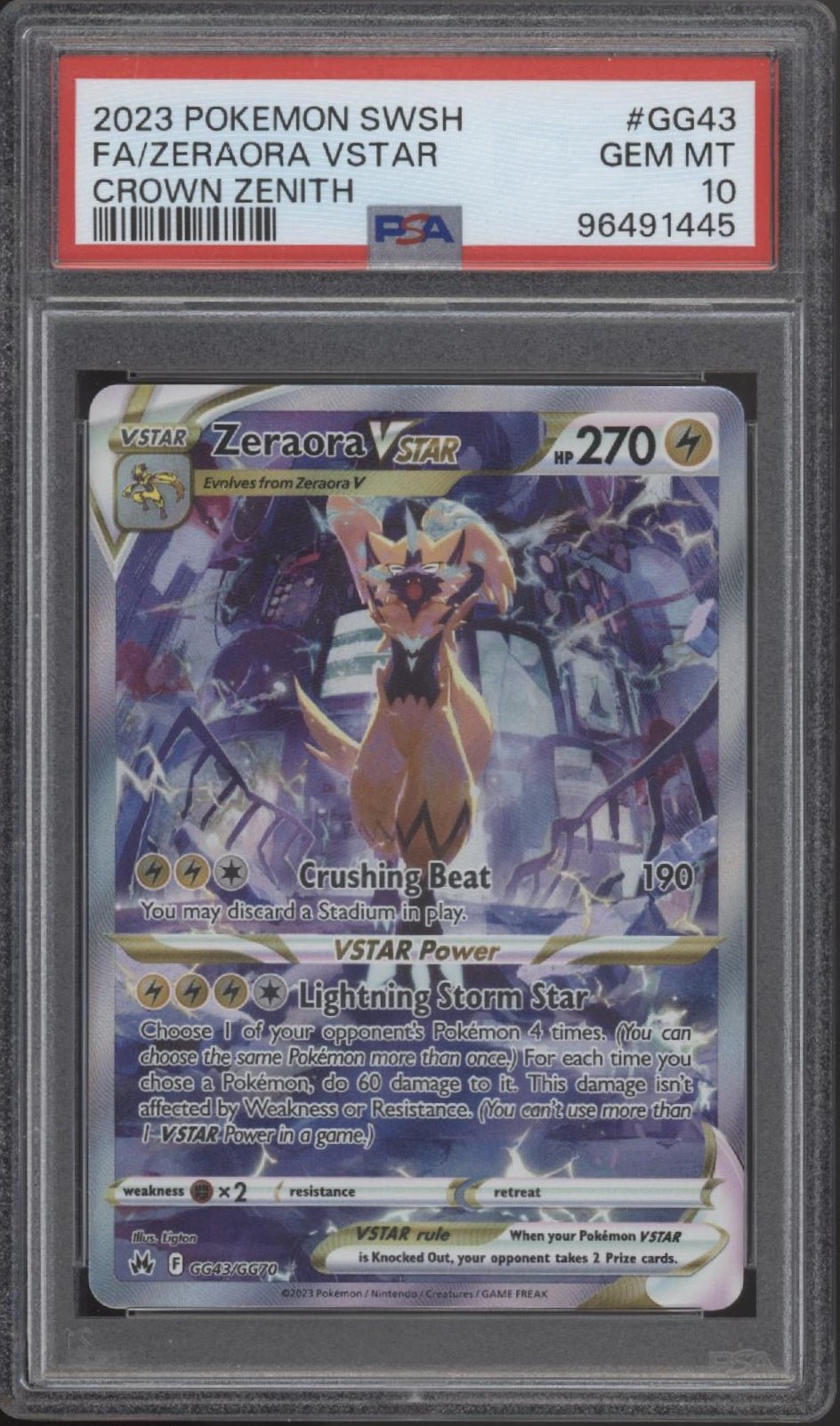 Zeraora VSTAR Pokemon Crown Zenith Full Art #GG43 PSA 10 - Collector Store LLC