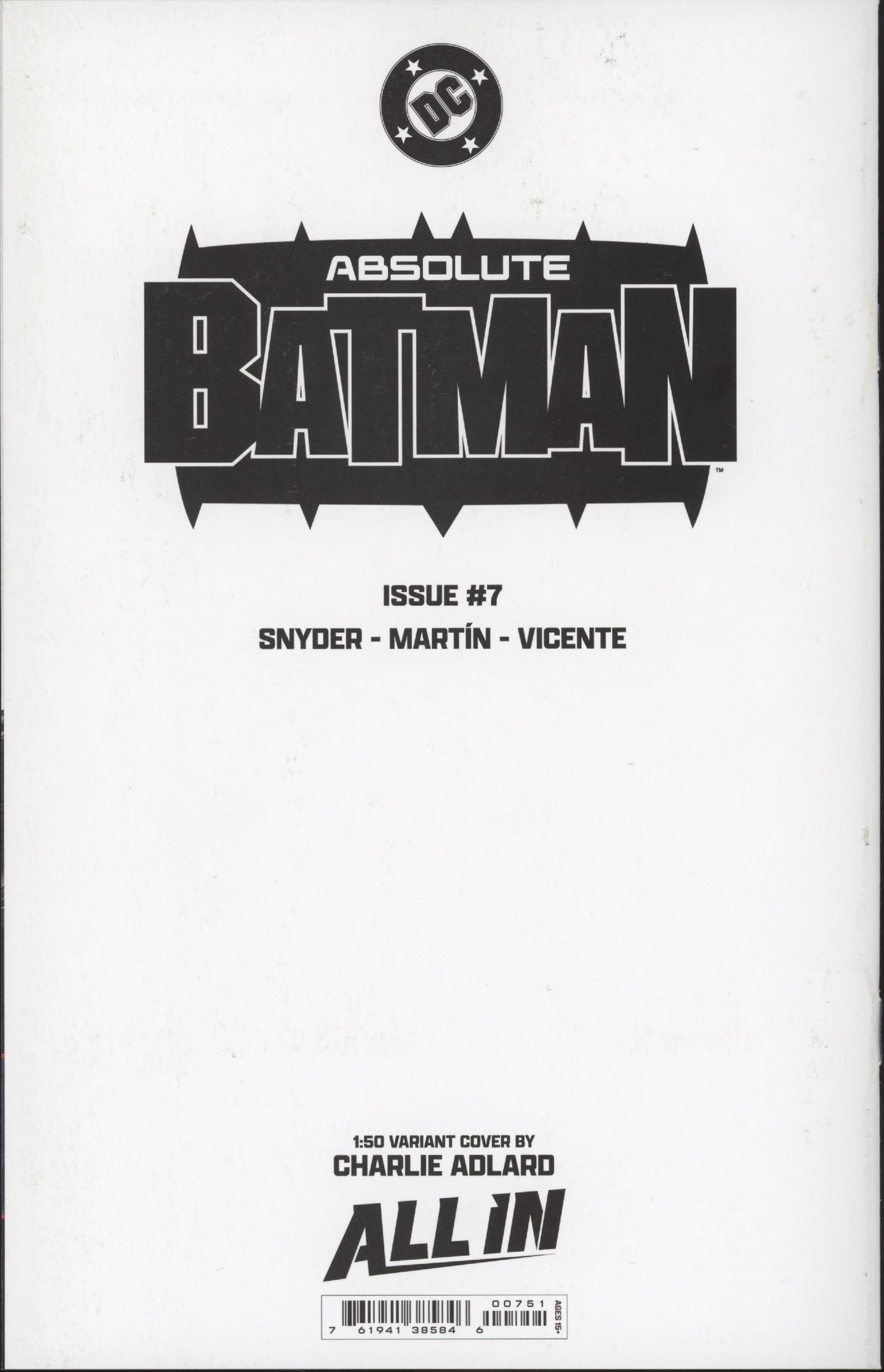 Absolute Batman Issue #7E 1:50 Retailer Incentive Variant
