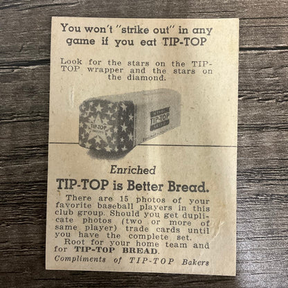 Dennis Galehouse 1947 Tip-Top Bread Baseball St. Louis Browns