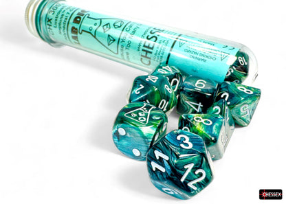 Chessex: Lustrous Neptune/Grey Polyhedral 7-Dice Set