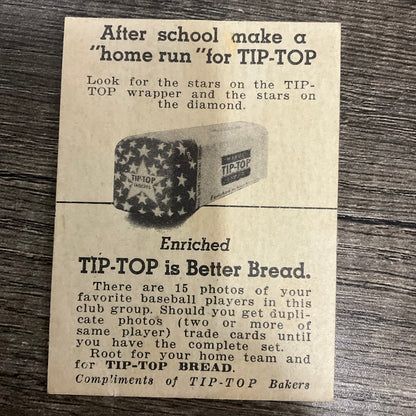 Ervin Dusak 1947 Tip-Top Bread Baseball St. Louis Cardinals