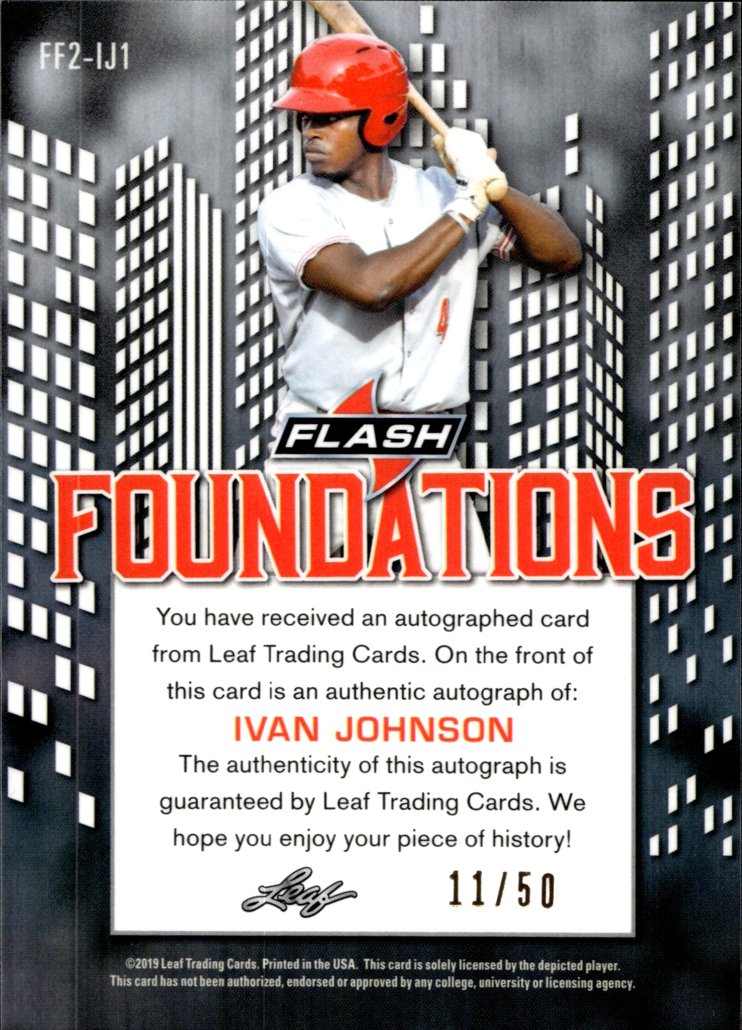 Ivan Johnson 2019 Leaf Flash Foundations Refractor Auto 11/50 #FF2-IJ1