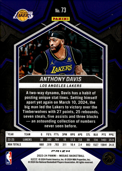 Anthony Davis 2023-24 Panini Mosaic Green Prizm #73