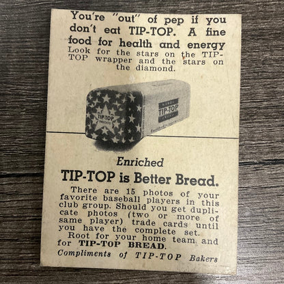 Jack Kramer 1947 Tip-Top Bread Baseball St. Louis Browns