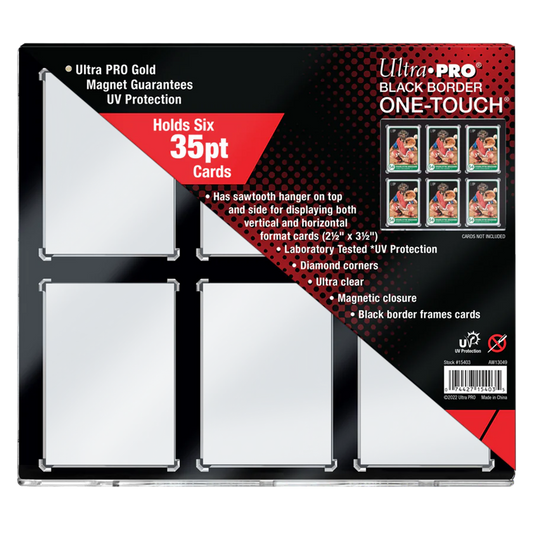 Ultra Pro: 6 Card 35pt Black Border UV ONE-TOUCH Magnetic Holder
