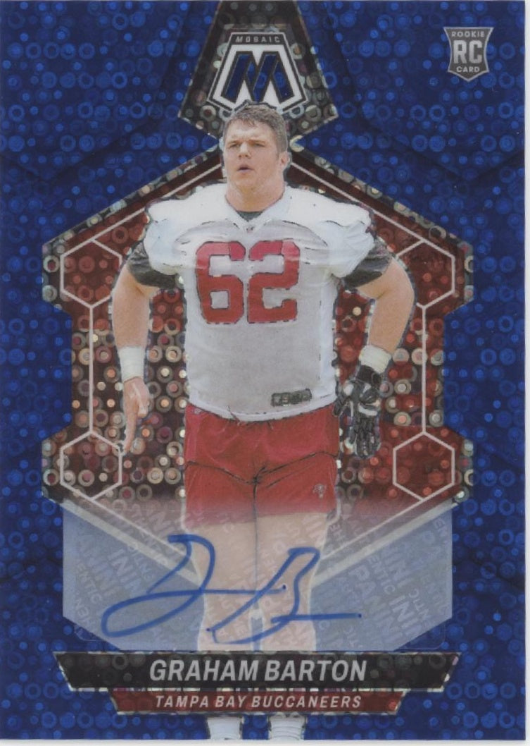 Graham Barton 2024 Panini Mosaic Blue No Huddle Prizm RC Auto #326