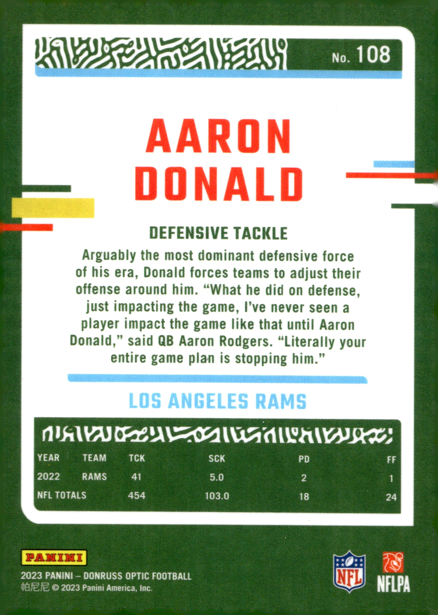 Aaron Donald 2023 Panini Donruss Optic #108