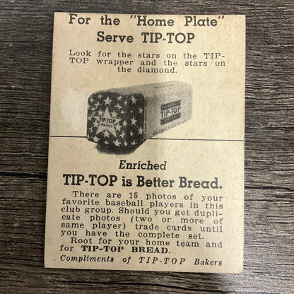 Jerry Witte 1947 Tip-Top Bread Baseball St. Louis Browns
