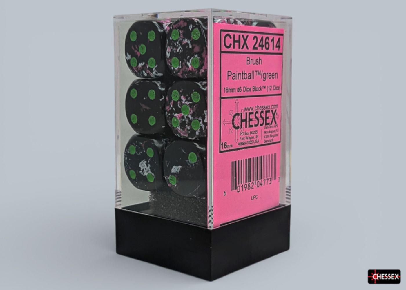 Chessex: Paintball/Green 16mm d6 Dice Block (12 Dice)