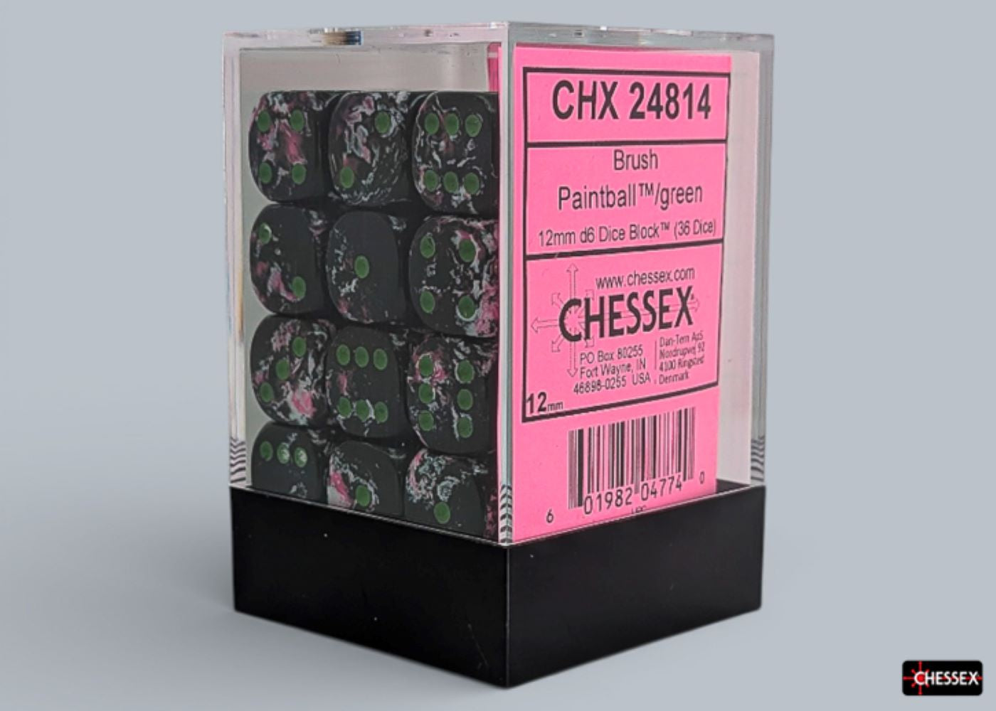 Chessex: Paintball/Green 12mm d6 Dice Block (36 Dice)
